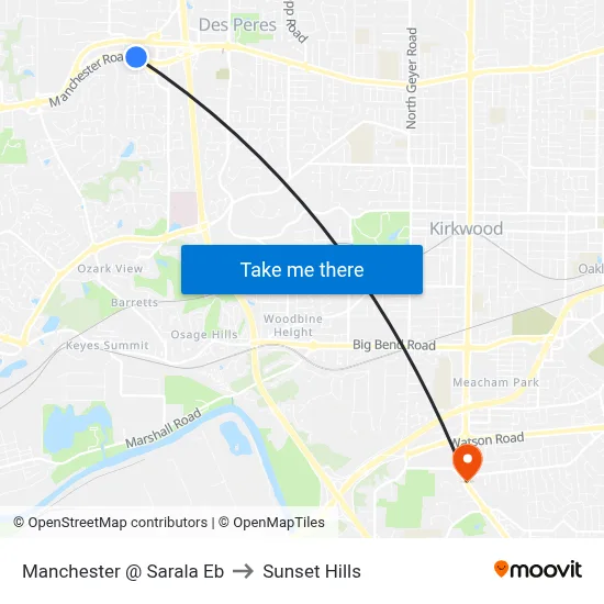 Manchester @ Sarala Eb to Sunset Hills map