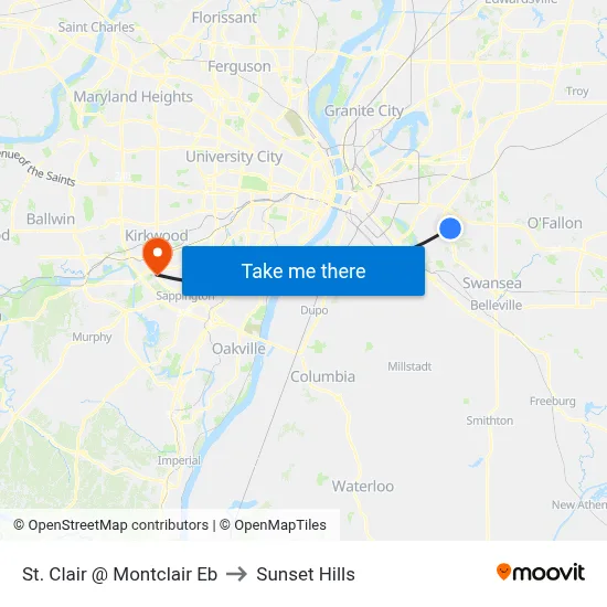 St. Clair @ Montclair Eb to Sunset Hills map