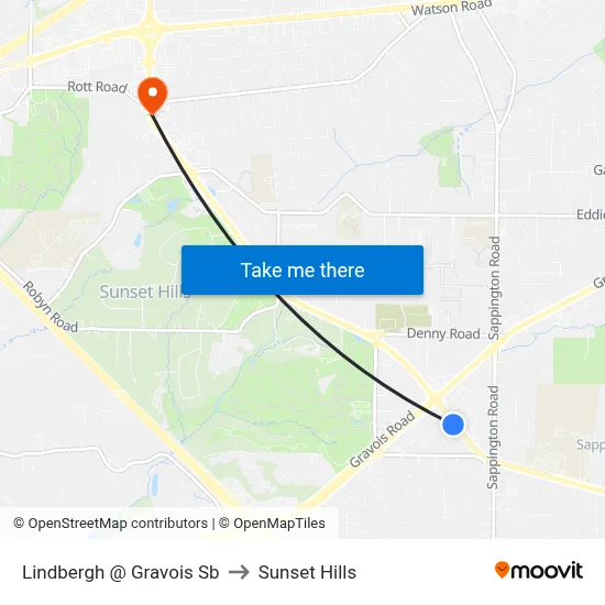 Lindbergh @ Gravois Sb to Sunset Hills map