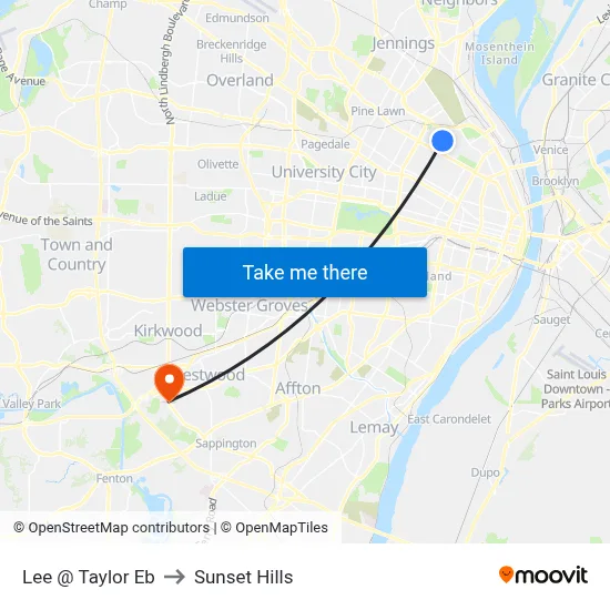 Lee @ Taylor Eb to Sunset Hills map