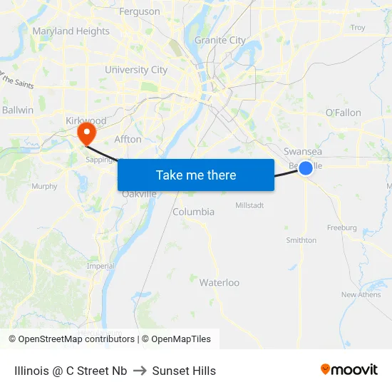 Illinois @ C Street Nb to Sunset Hills map
