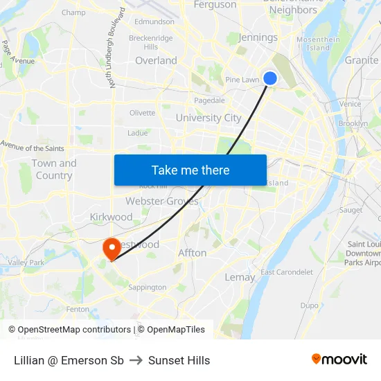 Lillian @ Emerson Sb to Sunset Hills map