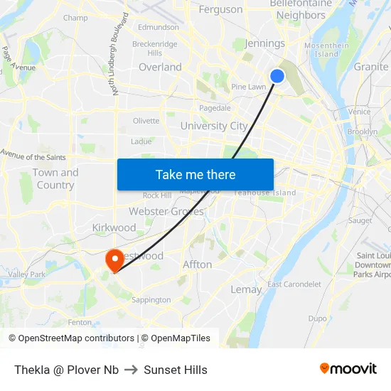 Thekla @ Plover Nb to Sunset Hills map