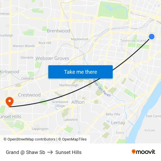Grand @ Shaw Sb to Sunset Hills map