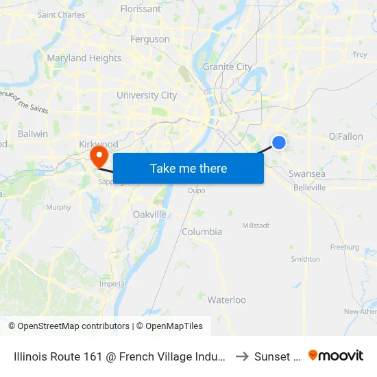 Illinois Route 161 @ French Village Industrial Park Nb to Sunset Hills map