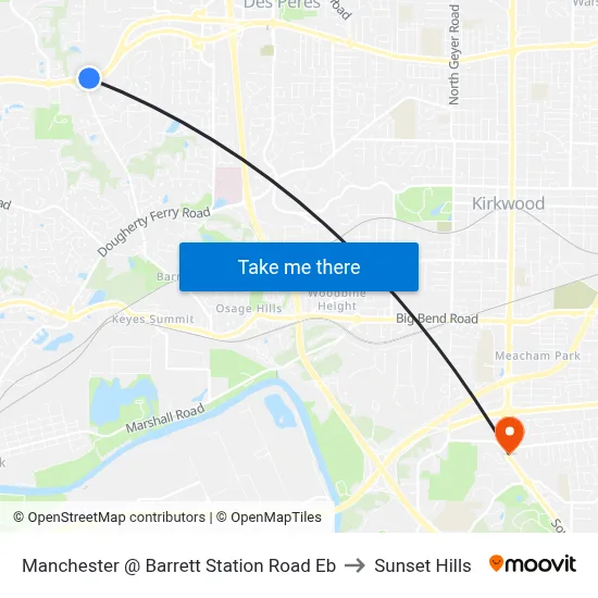 Manchester @ Barrett Station Road Eb to Sunset Hills map