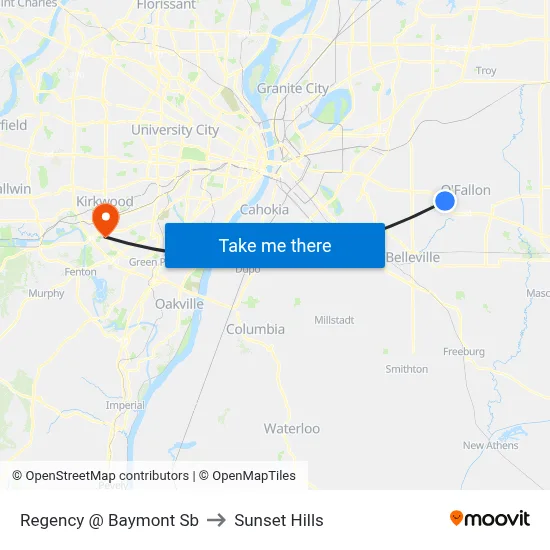 Regency @ Baymont Sb to Sunset Hills map