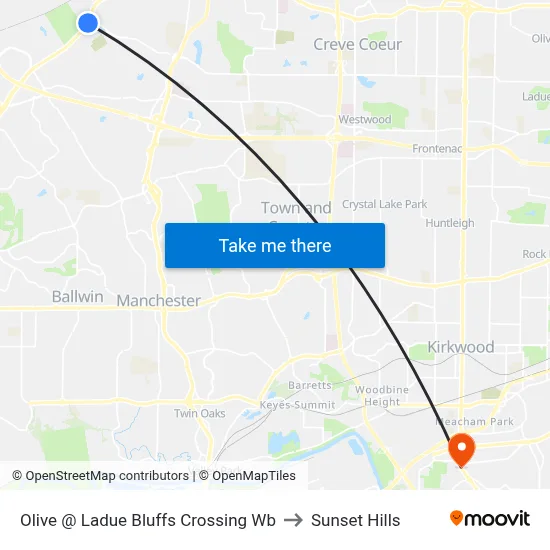Olive @ Ladue Bluffs Crossing Wb to Sunset Hills map