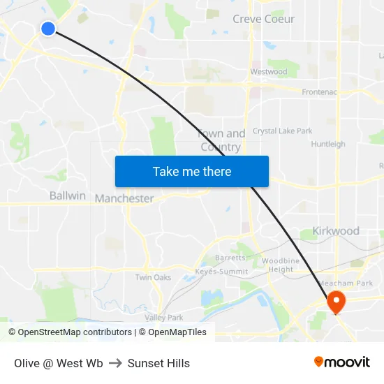 Olive @ West Wb to Sunset Hills map