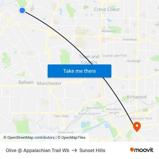 Olive @ Appalachian Trail Wb to Sunset Hills map