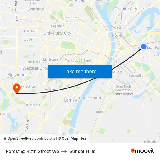 Forest @ 42th Street Wb to Sunset Hills map