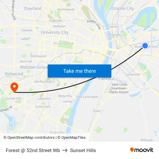 Forest @ 52nd Street Wb to Sunset Hills map