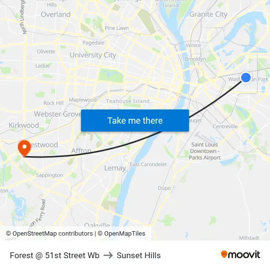 Forest @ 51st Street Wb to Sunset Hills map
