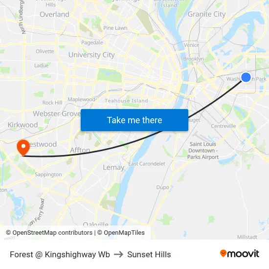 Forest @ Kingshighway Wb to Sunset Hills map