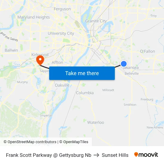 Frank Scott Parkway @ Gettysburg Nb to Sunset Hills map
