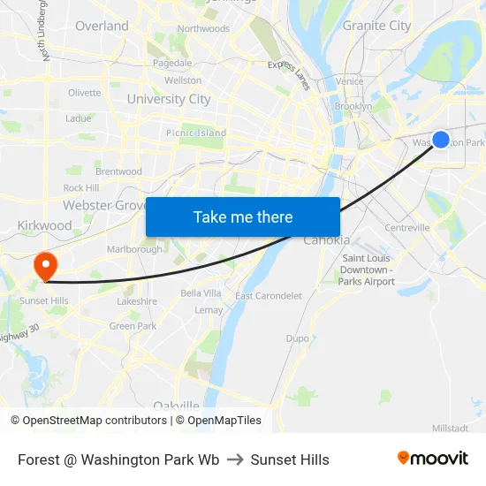 Forest @ Washington Park Wb to Sunset Hills map
