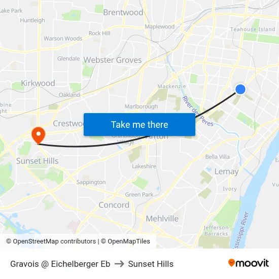 Gravois @ Eichelberger Eb to Sunset Hills map