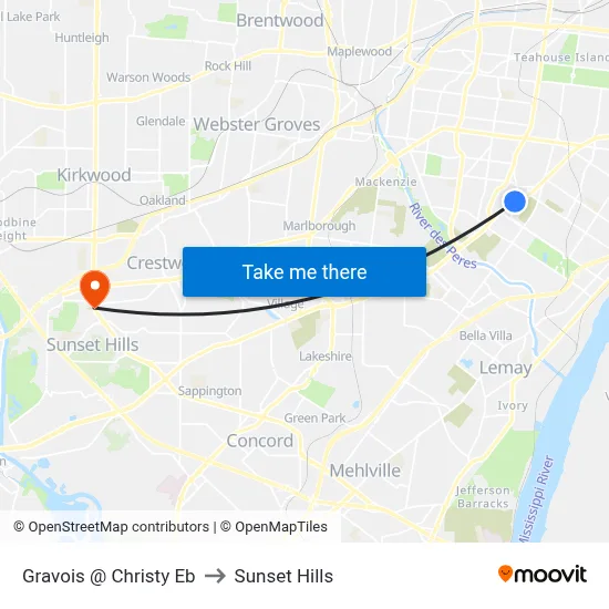 Gravois @ Christy Eb to Sunset Hills map