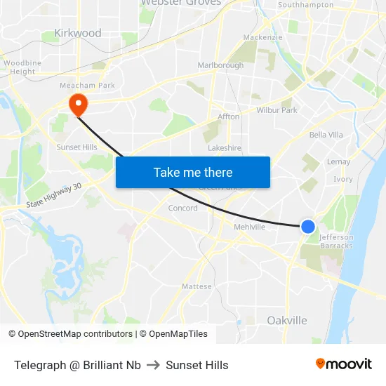 Telegraph @ Brilliant Nb to Sunset Hills map