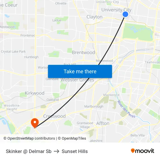 Skinker @ Delmar Sb to Sunset Hills map