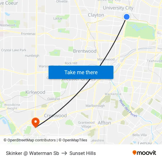Skinker @ Waterman Sb to Sunset Hills map