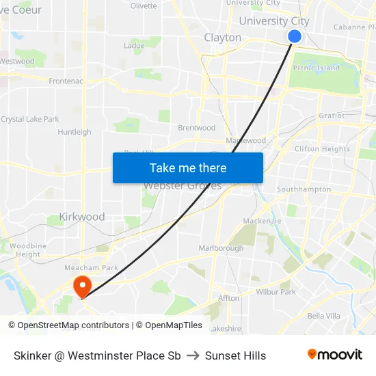 Skinker @ Westminster Place Sb to Sunset Hills map