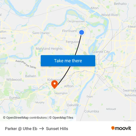 Parker @ Uthe Eb to Sunset Hills map