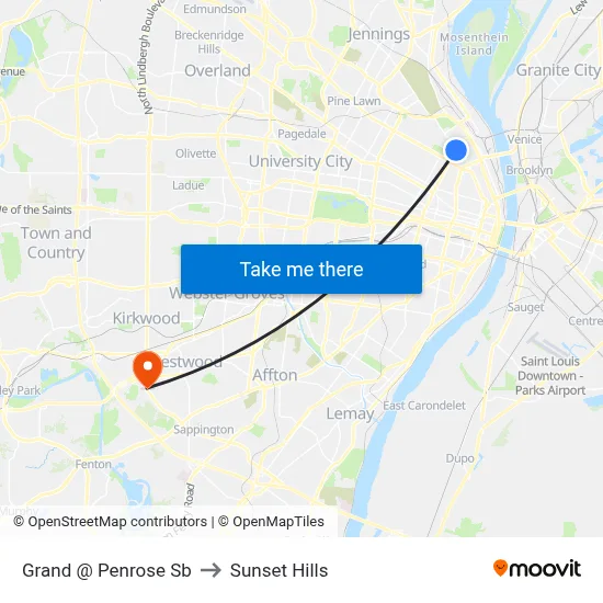 Grand @ Penrose Sb to Sunset Hills map