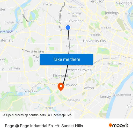 Page @ Page Industrial Eb to Sunset Hills map