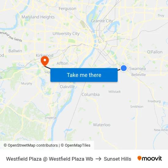 Westfield Plaza @ Westfield Plaza Wb to Sunset Hills map
