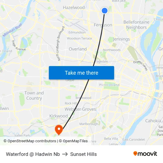 Waterford @ Hadwin Nb to Sunset Hills map
