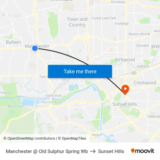 Manchester @ Old Sulphur Spring Wb to Sunset Hills map