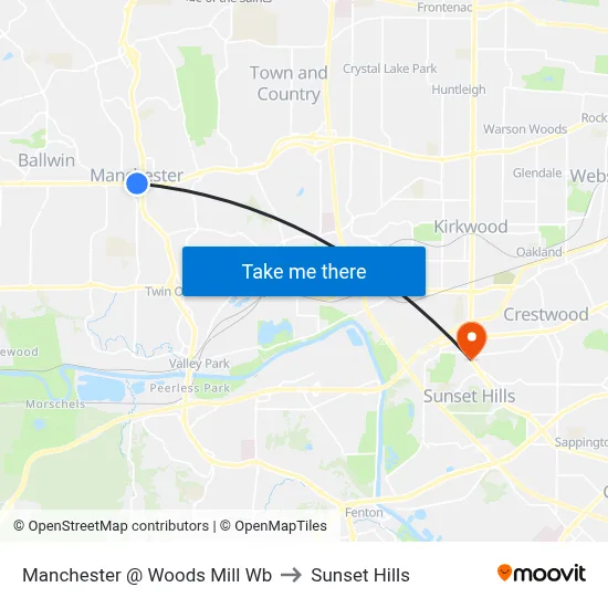 Manchester @ Woods Mill Wb to Sunset Hills map