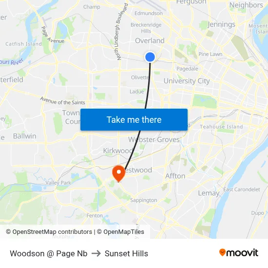 Woodson @ Page Nb to Sunset Hills map