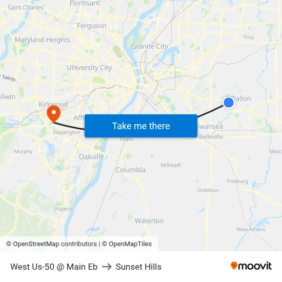 West Us-50 @ Main Eb to Sunset Hills map