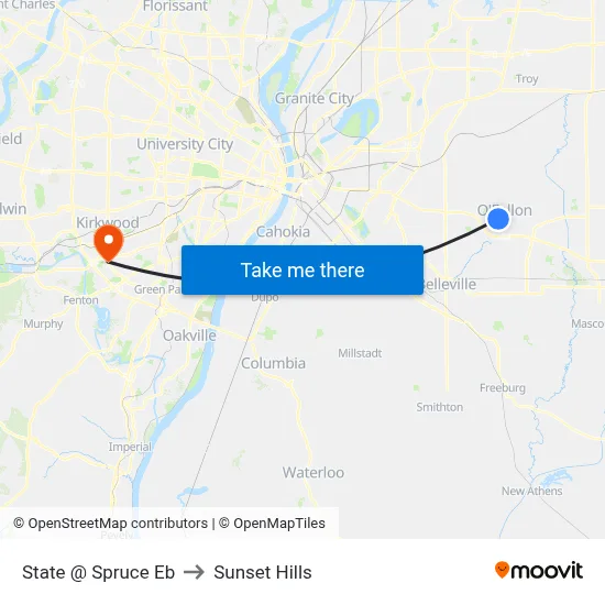 State @ Spruce Eb to Sunset Hills map