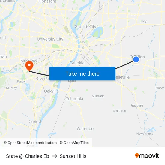 State @ Charles Eb to Sunset Hills map