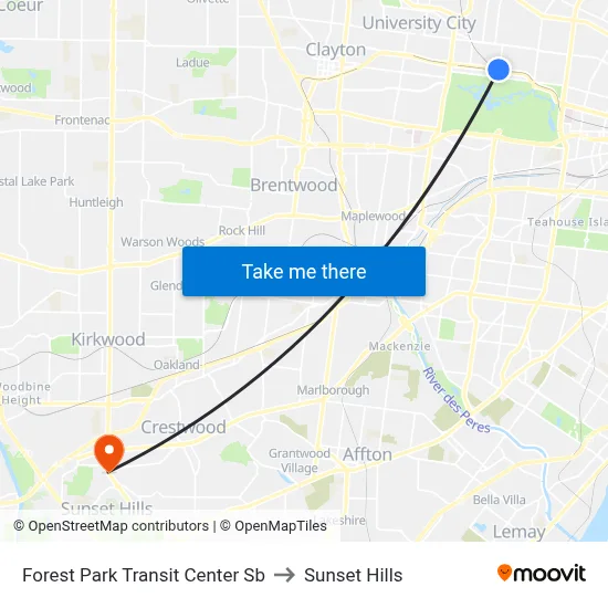 Forest Park Transit Center Sb to Sunset Hills map