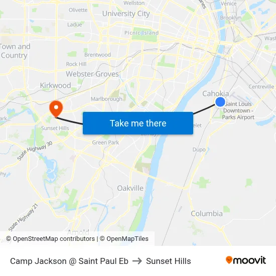 Camp Jackson @ Saint Paul Eb to Sunset Hills map