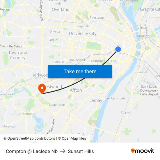 Compton @ Laclede Nb to Sunset Hills map