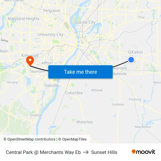 Central Park @ Merchants Way Eb to Sunset Hills map