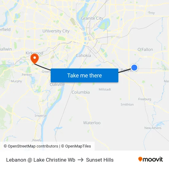 Lebanon @ Lake Christine Wb to Sunset Hills map