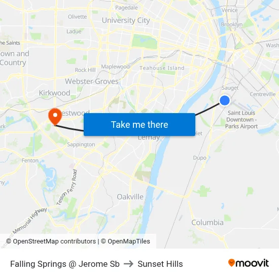Falling Springs @ Jerome Sb to Sunset Hills map