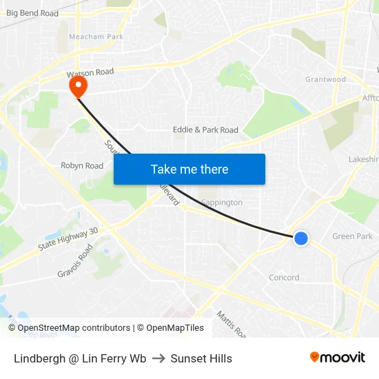Lindbergh @ Lin Ferry Wb to Sunset Hills map