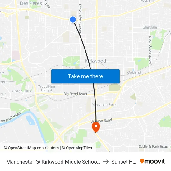 Manchester @ Kirkwood Middle School Wb to Sunset Hills map