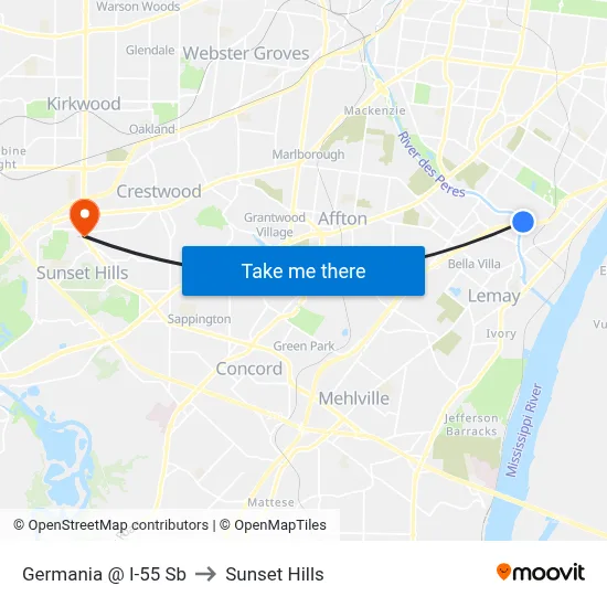 Germania @ I-55 Sb to Sunset Hills map