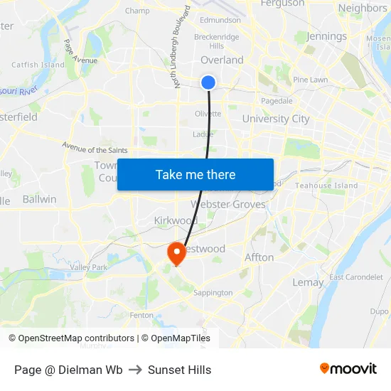 Page @ Dielman Wb to Sunset Hills map