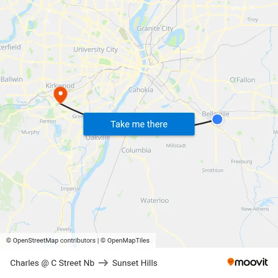 Charles @ C Street Nb to Sunset Hills map