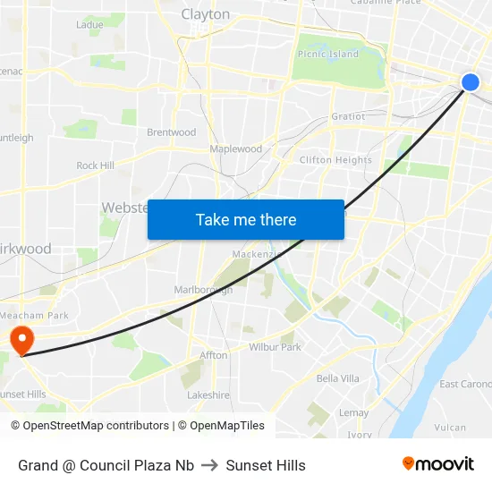 Grand @ Council Plaza Nb to Sunset Hills map