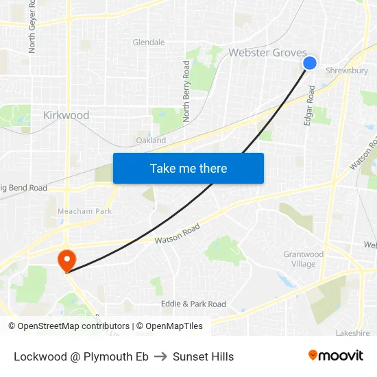 Lockwood @ Plymouth Eb to Sunset Hills map